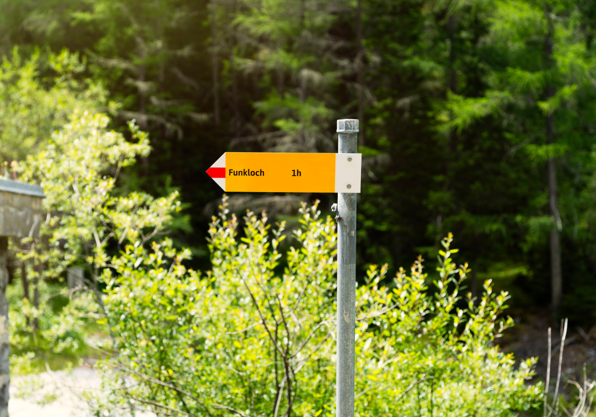 Guidepost to signal free zone Art installation exploring digital silence zones in Switzerland